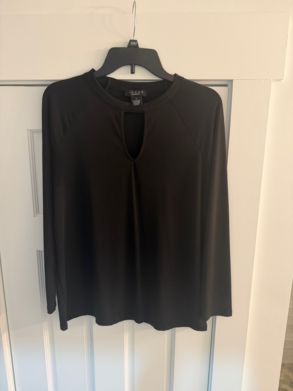 Grace Black Keyhole Long-Sleeve Tee